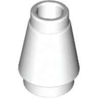 Lego Cone 1 x 1 [Top Groove] / White