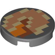 Lego Tile Round 2 x 2 with Tan/Nougat/Orange/Medium Nougat Pixels Print