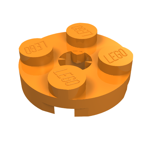 Lego Plate Round 2 x 2 with Axle Hole Type 2 (X Opening) / Orange