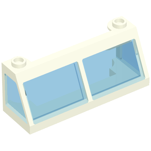 Lego Windscreen 2 x 6 x 2 Train with Trans-Light Blue Glass / White