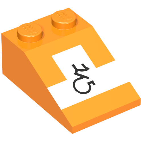 Lego Brick Sloped 33° 3 x 2 with White and Black Print / Orange