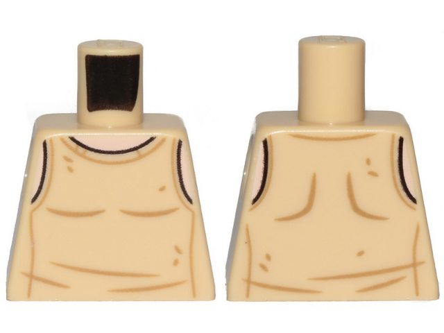 Lego Torso SW Tan Undershirt, Creased Pattern (Luke Skywalker) / Tan