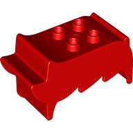 Lego Duplo Brick, Hair, 2 x 2 Top Studs, Spiked to Side, Spiked Bangs / Red