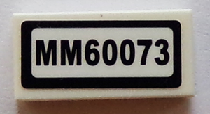 Lego Tile 1 x 2 with 'MM60073' Pattern (Sticker) - Set 60073