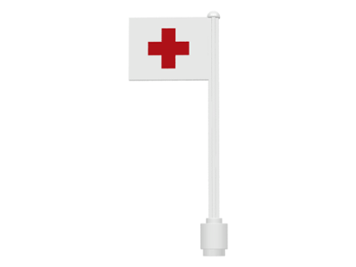 Lego Flag on Flagpole, Straight with Red Cross Pattern on Both Sides (Stickers) - Sets 363-1 / 555-1