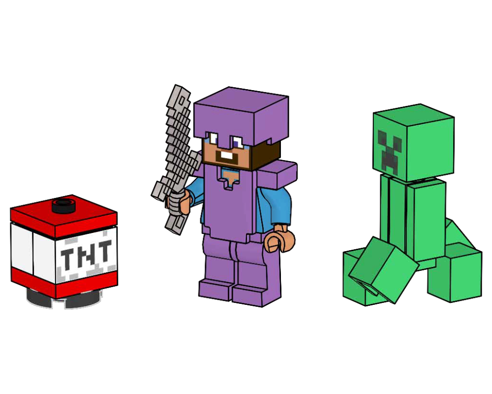 Lego Steve with Creeper and TNT
