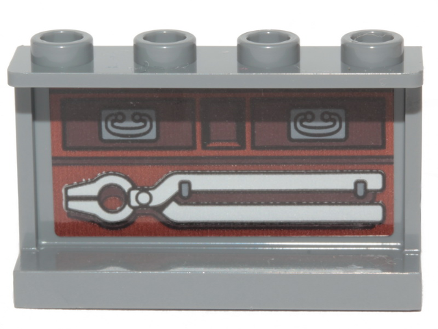 Lego Panel 1 x 4 x 2 with Side Supports - Hollow Studs with Pincers and Drawers Pattern on Inside (Sticker) - Set 75319