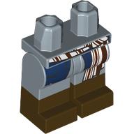 Lego Hips with Sand Blue Legs and Dark Brown Boots Pattern with White/Dark Brown Sash, Dark Blue Coat Tails print / Sand Blue