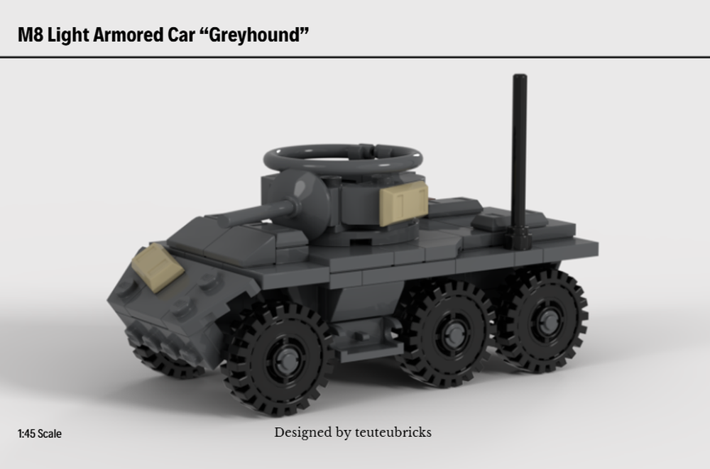 Lego M8 Greyhound ww2 scout vehicule