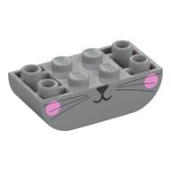 Lego Brick Curved Inverted 2 x 4 Double, Animal Face, Bright Pink Cheeks Print