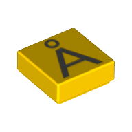 Lego Tile 1 x 1 with Letter Å Print / Yellow