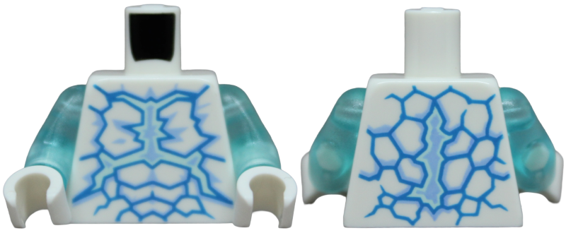 Lego Torso with Dark Azure Scales and Ice Patches Pattern / Trans-Light Blue Arms / White Hands