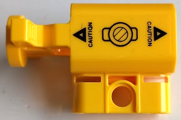 Lego Projectile Launcher Part, Net Shooter Canister with 'CAUTION' and Triangles on Transparent Background Pattern on Both Sides (Stickers) - Set 60174 / Yellow
