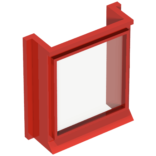 Lego Window 1 x 3 x 3 with Glass for Slotted Bricks / Red