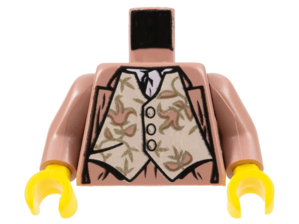 Lego Torso Harry Potter Gilderoy Tan Vest Pattern / Sand Red Arms / Yellow Hands