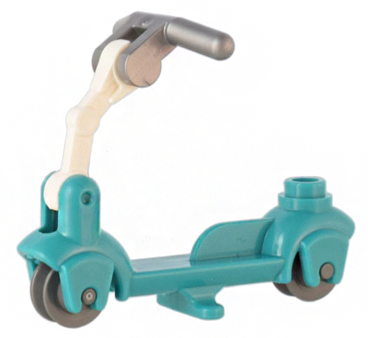 Lego Kick Scooter with Dark Bluish Gray Wheels, White Steering Link, and Flat Silver Handlebars (36273 / 3464 / 30377 / 30031)
