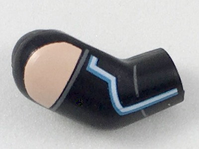 Lego Arm, Right with Light Nougat Shoulder and Blue Line Pattern / Black