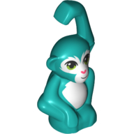 Lego Animal, Monkey / Ape / Orangutan with White Face and Stomach, Green Eyes Print / [No Color/Any Color]
