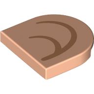 Lego Tile Round 2 x 2 Half Circle with Nougat Inner Ear (Right) Print / Light Nougat