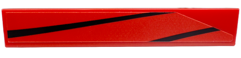 Lego Tile 1 x 6 with Black Curved Stripes Pattern Model Right Side (Sticker) - Set 76916 / Red