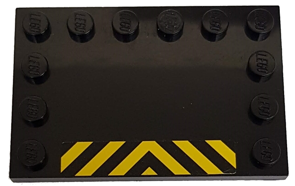 Lego Tile, Modified 4 x 6 with Studs on Edges with Black and Yellow Danger Stripes Pattern (Sticker) - Set 7991