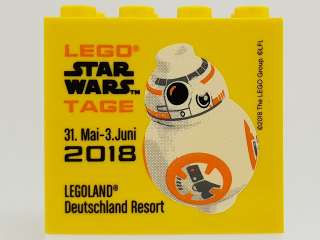 Lego Brick 2 x 4 x 3 with Legoland Deutschland Resort Star Wars Tage 31. Mai - 3. Juni 2018 Pattern / Yellow