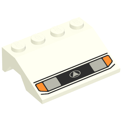 Lego Wheel Arch, Mudguard, Slope 3 x 4 with Headlights Print / White
