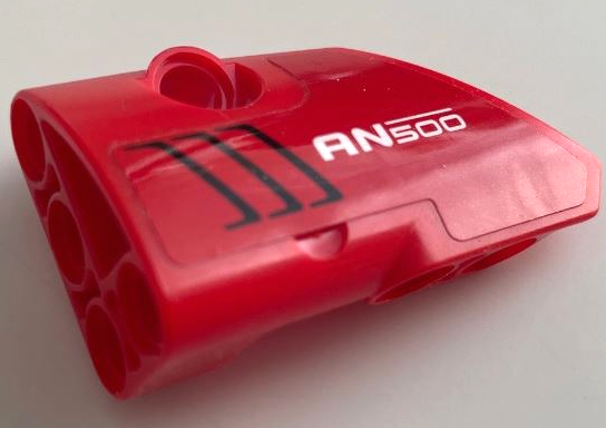 Lego Technic, Panel Fairing # 1 Small Smooth Short, Side A with Black Air Vent and White 'AN500' Pattern (Sticker) - Set 42061 / Red
