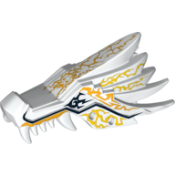 Lego Creature Body Part, Dragon Head Upper Jaw with Yellow Lightning Spirit Print / White