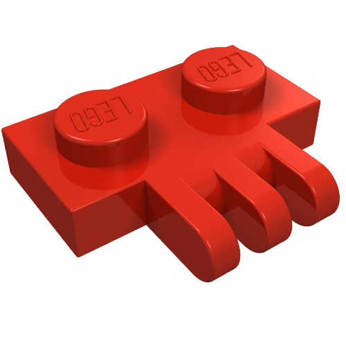 Lego Hinge Plate 1 x 2 with 3 Fingers On Side / Red