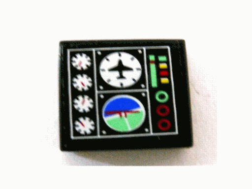 Lego Tile 2 x 2 with Gauges and Airplane and Horizon Screen Pattern (Sticker) - Set 8412