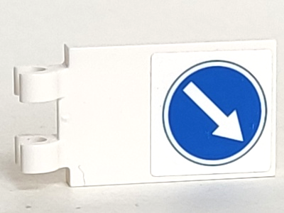 Lego Tile, Modified 2 x 3 with 2 Clips with White Arrow in Blue Circle Pattern (Sticker) - Set 60083