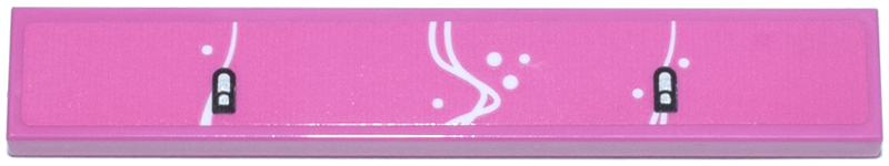 Lego Tile 1 x 6 with White Curved Lines and Dots and Silver Windshield Wiper Fluid Sprayers Pattern (Sticker) - Set 77241 / Dark Pink