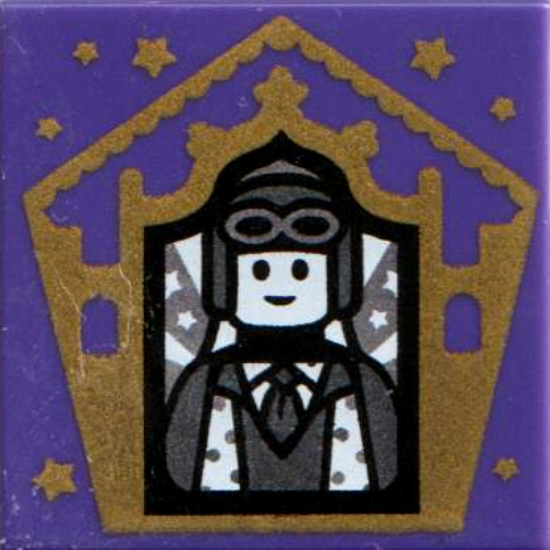 Lego Tile 2 x 2 with Wizard Card Jocunda Sykes Print / Dark Purple