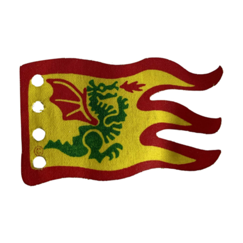 Lego Flag 8 x 5 Wave with Red Border and Green Dragon Print / Yellow
