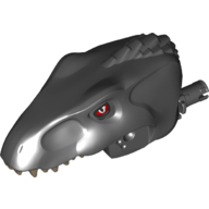 Lego Animal Body Part, Dinosaur, Indoraptor Head with Pin, Dark Tan Teeth, Red Eyes / Black