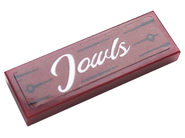 Lego Tile 1 x 3 with White 'Jowls' Pattern (Sticker) - Set 60258 / Dark Red