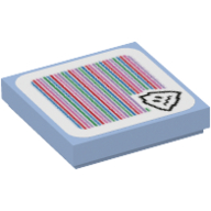 Lego Tile 2 x 2 with Freezie and Barcode Print (Sticker) / Bright Light Blue