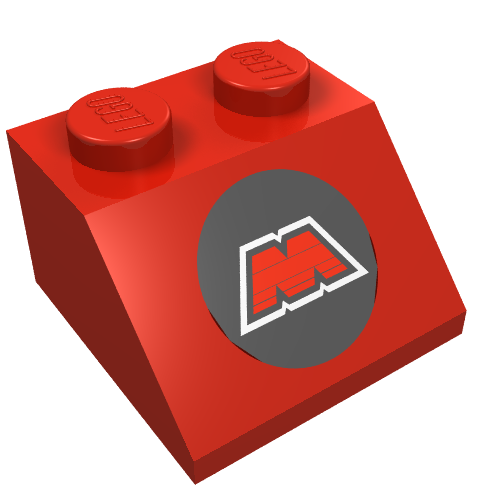 Lego Brick Sloped 45° 2 x 2 with MTron Logo Print / Red