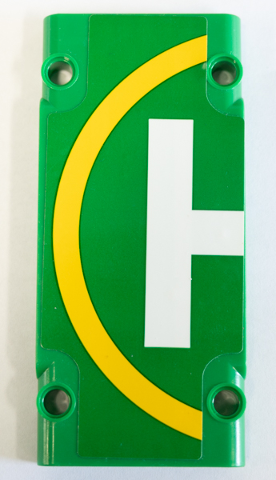 Lego Technic, Panel Plate 5 x 11 x 1 with Helicopter Landing Pad Half with Yellow Circle and White Letter H Pattern (Sticker) - Set 42064