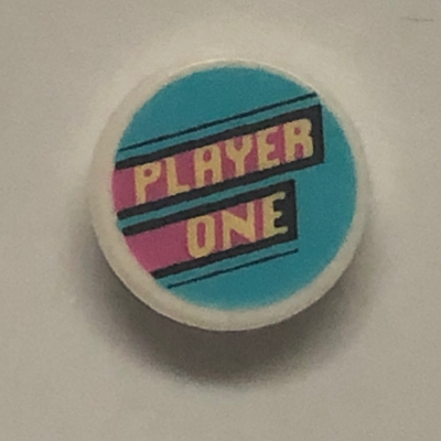Lego Tile Round 1 x 1 with 'PLAYER ONE' Print