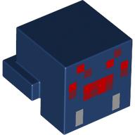 Lego Minifig Head Special, Cube with Rear Ledge, Pixelated Red and Light Bluish Grey Face Print (Spider) / Dark Blue
