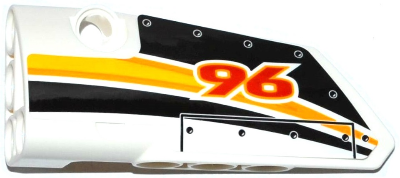 Lego Technic, Panel Fairing # 3 Small Smooth Long, Side A with Red '96' and Yellow, Orange and White Stripes Pattern (Sticker) - Set 42044