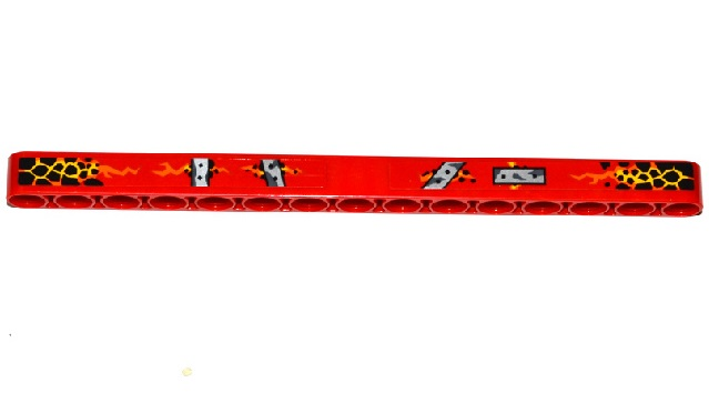 Lego Technic, Liftarm Thick 1 x 15 with Cracks, Lava and Bolted Metal Plates Pattern (Stickers) - Set 70321