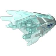 Lego Creature Body Part, Dragon Head Upper Jaw with Spikes with Trans-Light Blue Pattern and Dark Blue Eyes, Medium Blue Markings Print