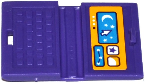 Lego Minifigure, Utensil Computer Laptop with Moon, Stars and Mouse Pointer Pattern (Sticker) - Set 41116
