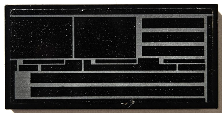Lego Tile 2 x 4 with SW Inquisitor Transport Scythe Hull Plates with Dark Bluish Gray Lines Pattern Model Left Side (Sticker) - Set 75336