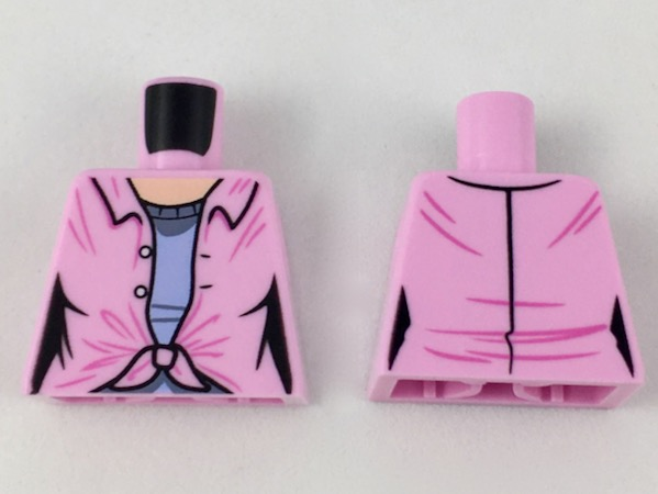 Lego Torso Female Open Shirt with Lavender Undershirt Pattern