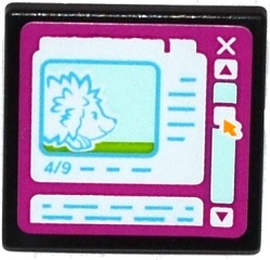 Lego Road Sign 2 x 2 Square with Open O Clip with Hedgehog on Computer Screen Pattern (Sticker) - Set 41085