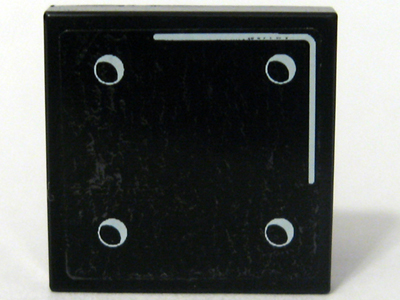 Lego Tile 2 x 2 with Four White Bolts Pattern (Sticker) - Set 10194 / Black